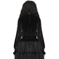 PUNK RAVE Chemisier 'Amuria' En Velours Noir -ALCHEMY GOTHIC shop chemisier amuria en velours noir 4