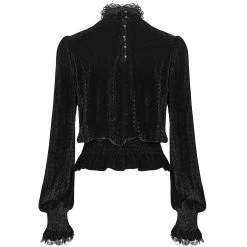 PUNK RAVE Chemisier 'Amuria' En Velours Noir -ALCHEMY GOTHIC shop chemisier amuria en velours noir 6