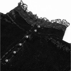 PUNK RAVE Chemisier 'Amuria' En Velours Noir -ALCHEMY GOTHIC shop chemisier amuria en velours noir 9