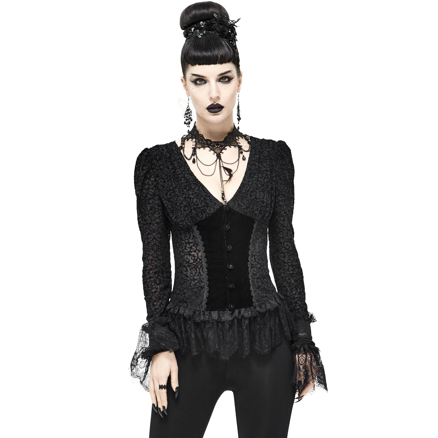 DEVIL FASHION Chemisier 'Lavinia' Noir 4 DEVIL FASHION Chemisier 'Lavinia' Noir – Image 2