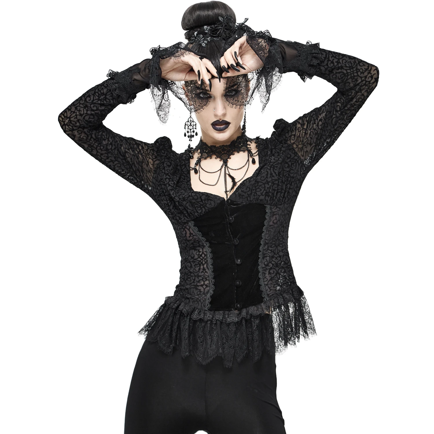 DEVIL FASHION Chemisier 'Lavinia' Noir 6 DEVIL FASHION Chemisier 'Lavinia' Noir – Image 4
