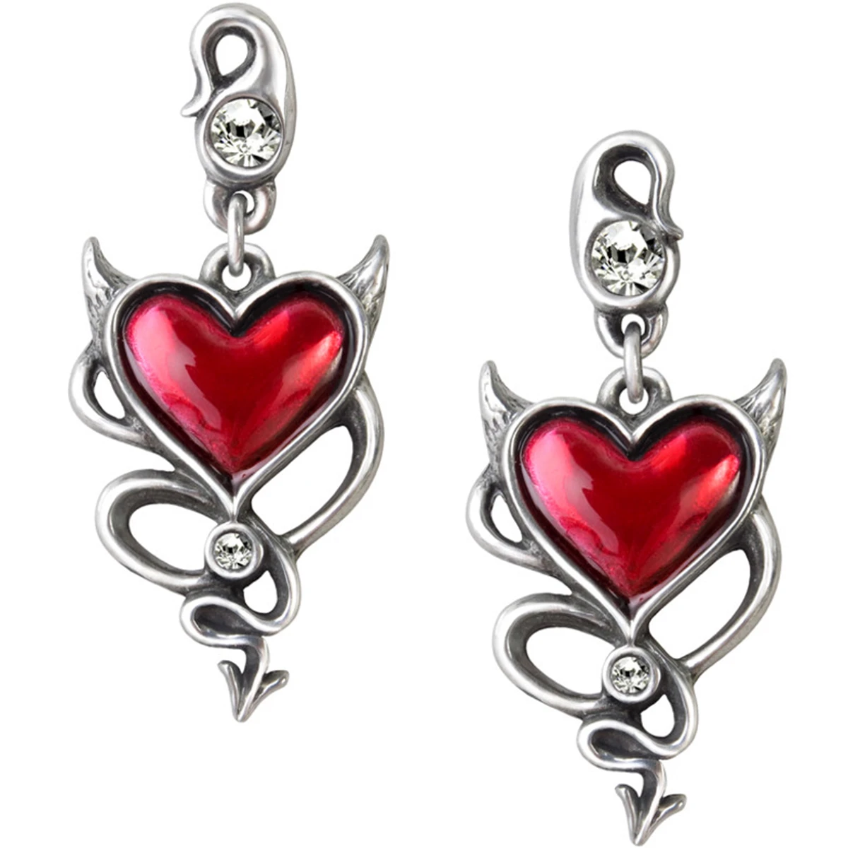 ALCHEMY GOTHIC Clous D'Oreilles 'Devil Heart' 3 ALCHEMY GOTHIC Clous D'Oreilles 'Devil Heart'