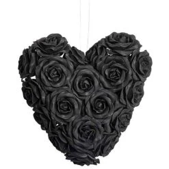 ALCHEMY GOTHIC Coeur Décoratif à Suspendre 'Black Rose Heart'