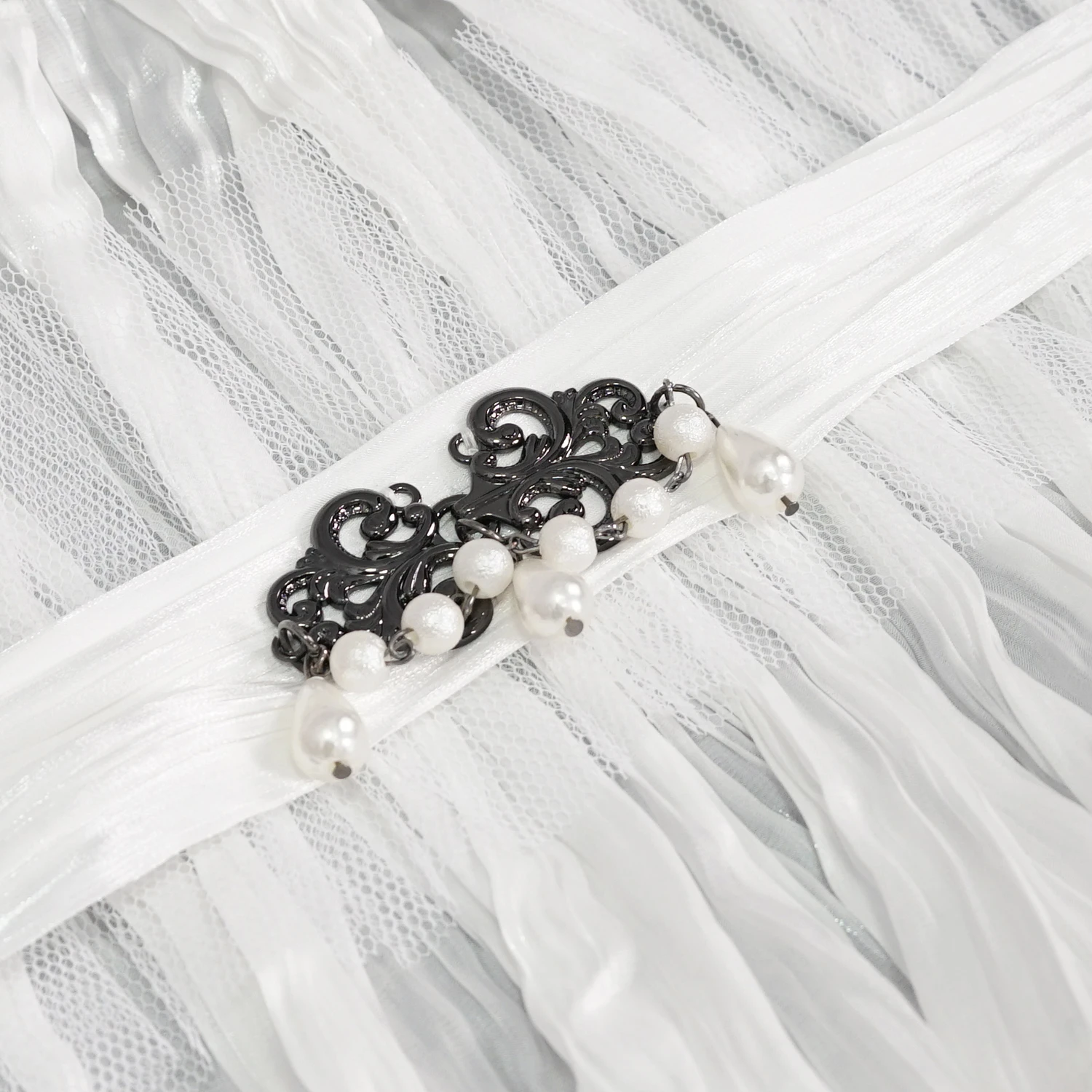 DEVIL FASHION Col Montant Unisexe Plissé Blanc 11 DEVIL FASHION Col Montant Unisexe Plissé Blanc – Image 9