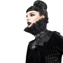 DEVIL FASHION Col Montant Unisexe Plissé Noir -ALCHEMY GOTHIC shop col montant unisexe plisse noir 2