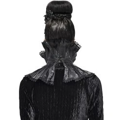 DEVIL FASHION Col Montant Unisexe Plissé Noir -ALCHEMY GOTHIC shop col montant unisexe plisse noir 4