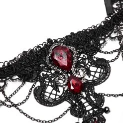 PUNK RAVE Collier Gemme 'Cyrielle' Noir Et Rouge -ALCHEMY GOTHIC shop collier gemme cyrielle noir et rouge 6