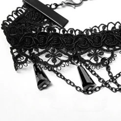 PUNK RAVE Collier Gemme 'Cyrielle' Noir Et Rouge -ALCHEMY GOTHIC shop collier gemme cyrielle noir et rouge 7