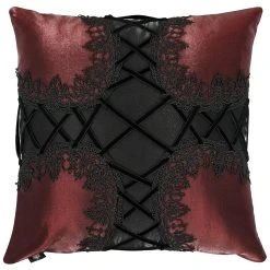 DEVIL FASHION Coussin Gothique 'Cross-Shaped' Bordeaux Et Noir