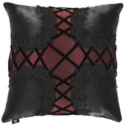 DEVIL FASHION Coussin Gothique 'Cross-Shaped' Noir Et Rouge
