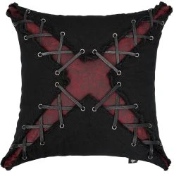 DEVIL FASHION Coussin 'Punk' Noir Et Rouge En Forme De X