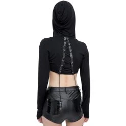 DEVIL FASHION Crop Top à Capuche 'Pentagram' Noir -ALCHEMY GOTHIC shop crop top a capuche pentagram noir 2