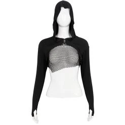 DEVIL FASHION Crop Top à Capuche 'Pentagram' Noir -ALCHEMY GOTHIC shop crop top a capuche pentagram noir 6