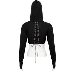 DEVIL FASHION Crop Top à Capuche 'Pentagram' Noir -ALCHEMY GOTHIC shop crop top a capuche pentagram noir 7