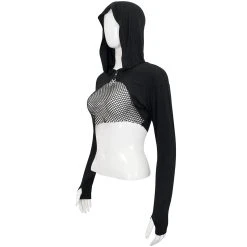 DEVIL FASHION Crop Top à Capuche 'Pentagram' Noir -ALCHEMY GOTHIC shop crop top a capuche pentagram noir 8