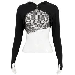 DEVIL FASHION Crop Top à Capuche 'Pentagram' Noir -ALCHEMY GOTHIC shop crop top a capuche pentagram noir 9