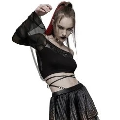 PUNK RAVE Crop Top à Manches Longues 'Dark Desire' Noir 16 PUNK RAVE Crop Top à Manches Longues 'Dark Desire' Noir -ALCHEMY GOTHIC shop crop top a manches longues dark desire noir 3