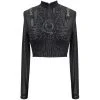 DEVIL FASHION Crop Top 'Cyber Game' Noir à Manches Longues -ALCHEMY GOTHIC shop crop top cyber game noir a manches longues