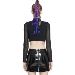 DEVIL FASHION Crop Top 'Cyber Game' Noir à Manches Longues -ALCHEMY GOTHIC shop crop top cyber game noir a manches longues 2