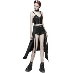 PUNK RAVE Demi-Jupe 'Hegoa' Noire -ALCHEMY GOTHIC shop demi jupe hegoa noire 4