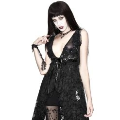 Eva Lady Déshabillé 'Romantic Goth' En Dentelle Noire -ALCHEMY GOTHIC shop deshabille romantic goth en dentelle noire 5