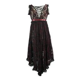 Eva Lady Déshabillé 'Romantic Goth' En Dentelle Rouge Et Noire -ALCHEMY GOTHIC shop deshabille romantic goth en dentelle rouge et noire 9