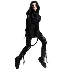 PUNK RAVE Echarpe à Capuche 'Hellebore' Noire -ALCHEMY GOTHIC shop echarpe a capuche hellebore noire 5