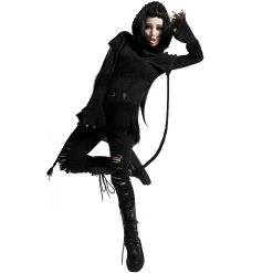 PUNK RAVE Echarpe à Capuche 'Hellebore' Noire -ALCHEMY GOTHIC shop echarpe a capuche hellebore noire 7