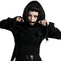 PUNK RAVE Echarpe à Capuche 'Hellebore' Noire -ALCHEMY GOTHIC shop echarpe a capuche hellebore noire 8