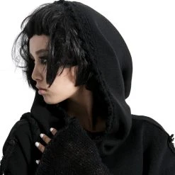 PUNK RAVE Echarpe à Capuche 'Hellebore' Noire -ALCHEMY GOTHIC shop echarpe a capuche hellebore noire 9