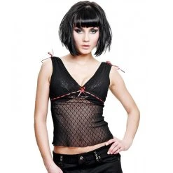 QUEEN OF DARKNESS Ensemble De Lingerie Noire Avec Rubans Rouges