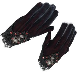 DEVIL FASHION Gants 'Red Diamond' Bordeaux -ALCHEMY GOTHIC shop gants red diamond bordeaux 4