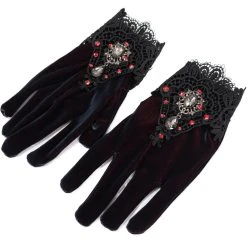 DEVIL FASHION Gants 'Red Diamond' Bordeaux -ALCHEMY GOTHIC shop gants red diamond bordeaux 5