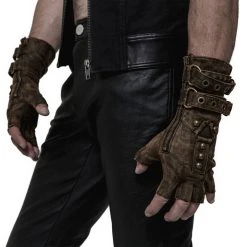PUNK RAVE Gants Steampunk 'Mad Max' Marrons 18 PUNK RAVE Gants Steampunk 'Mad Max' Marrons -ALCHEMY GOTHIC shop gants steampunk mad max marrons 4