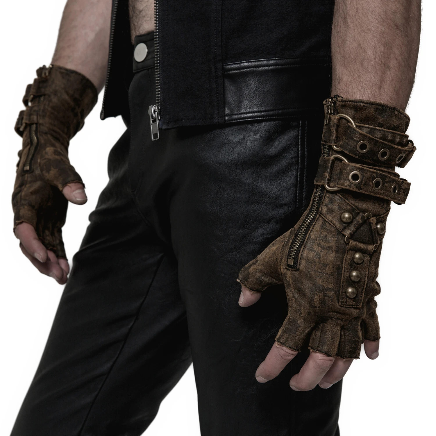 PUNK RAVE Gants Steampunk 'Mad Max' Marrons 7 PUNK RAVE Gants Steampunk 'Mad Max' Marrons – Image 5