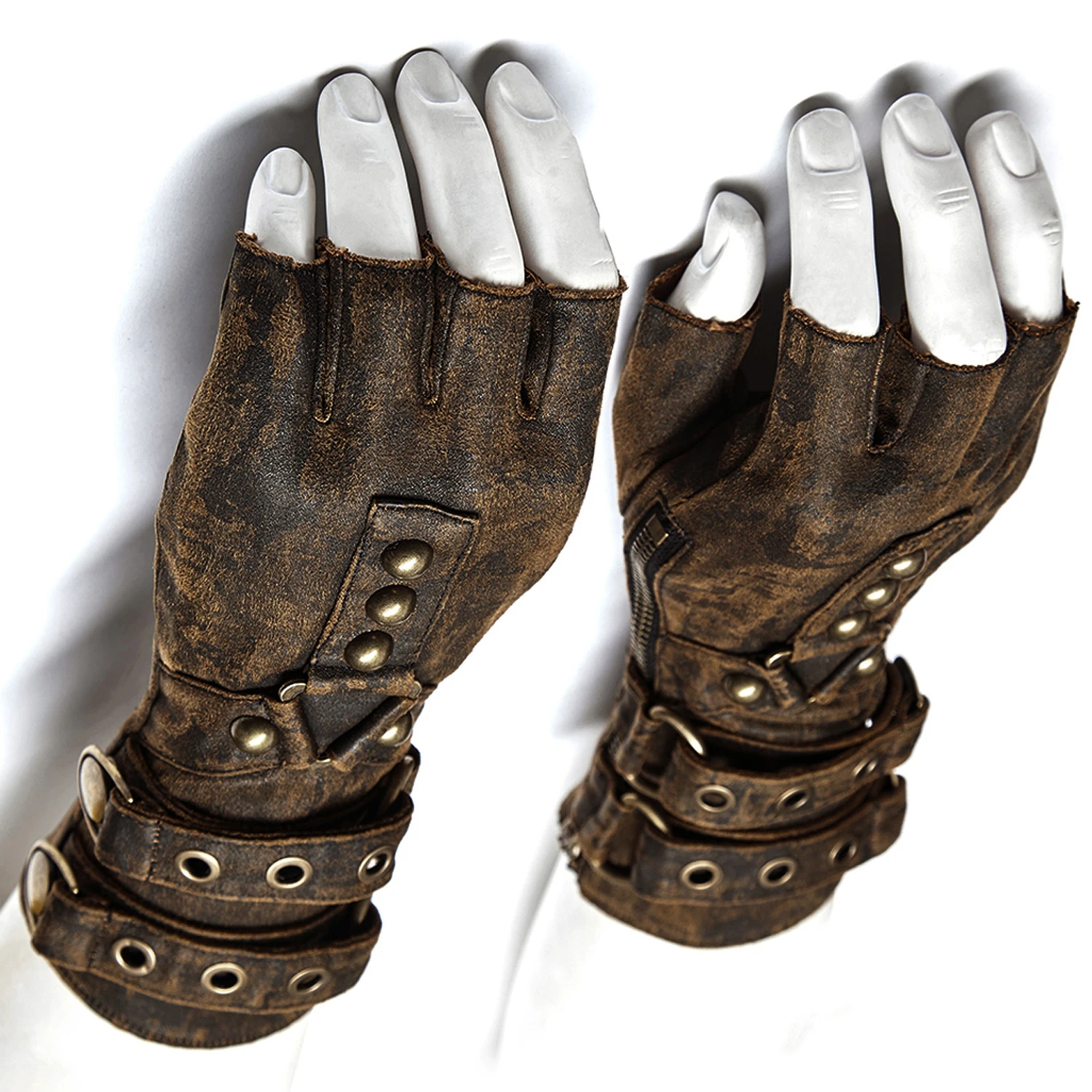 PUNK RAVE Gants Steampunk 'Mad Max' Marrons 9 PUNK RAVE Gants Steampunk 'Mad Max' Marrons – Image 7