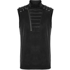 PUNK RAVE Gilet à Glissière Asymétrique 'Xanthus' Noir