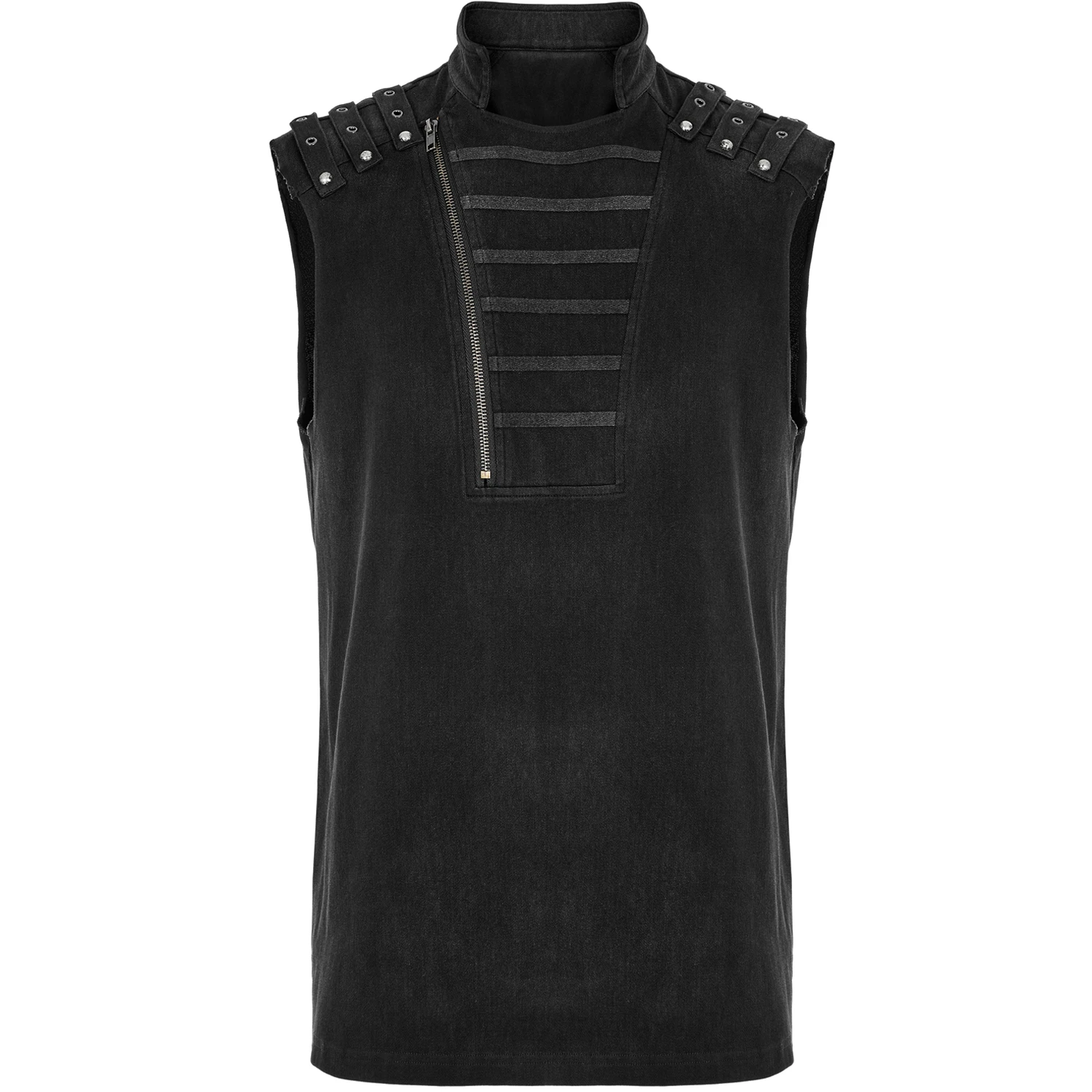 PUNK RAVE Gilet à Glissière Asymétrique 'Xanthus' Noir 3 PUNK RAVE Gilet à Glissière Asymétrique 'Xanthus' Noir