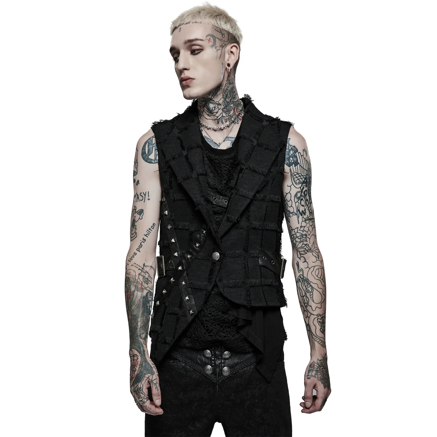 PUNK RAVE Gilet Asymétrique 'Decadent Grintalon' Noir 4 PUNK RAVE Gilet Asymétrique 'Decadent Grintalon' Noir – Image 2