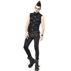 DEVIL FASHION Gilet 'Distressed Heavy Metal' Noir 34 DEVIL FASHION Gilet 'Distressed Heavy Metal' Noir -ALCHEMY GOTHIC shop gilet distressed heavy metal noir 12