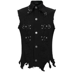 DEVIL FASHION Gilet 'Distressed Heavy Metal' Noir