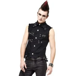 DEVIL FASHION Gilet 'Distressed Heavy Metal' Noir 25 DEVIL FASHION Gilet 'Distressed Heavy Metal' Noir -ALCHEMY GOTHIC shop gilet distressed heavy metal noir 3