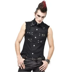 DEVIL FASHION Gilet 'Distressed Heavy Metal' Noir 27 DEVIL FASHION Gilet 'Distressed Heavy Metal' Noir -ALCHEMY GOTHIC shop gilet distressed heavy metal noir 5