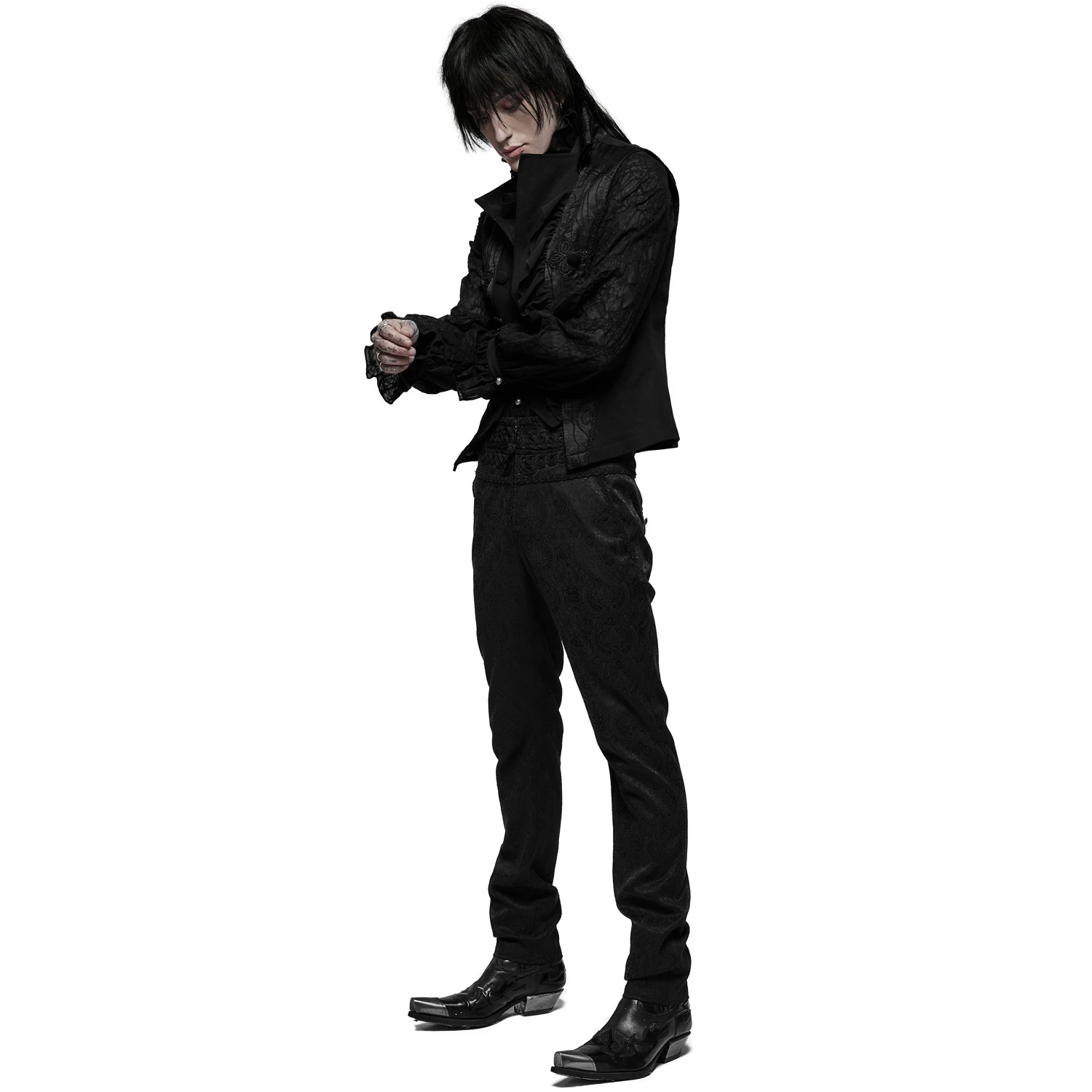 PUNK RAVE Gilet 'Gothic Noble Jacquard' Noir 7 PUNK RAVE Gilet 'Gothic Noble Jacquard' Noir – Image 5