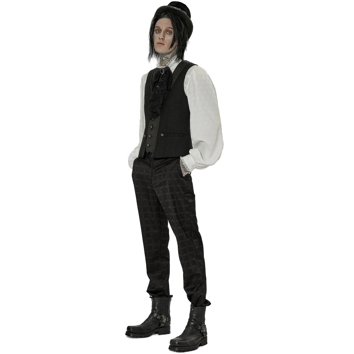 PUNK RAVE Gilet 'Gothic Patchwork' Noir 6 PUNK RAVE Gilet 'Gothic Patchwork' Noir – Image 4