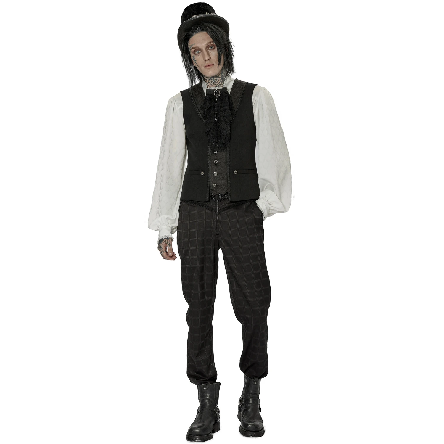 PUNK RAVE Gilet 'Gothic Patchwork' Noir 7 PUNK RAVE Gilet 'Gothic Patchwork' Noir – Image 5