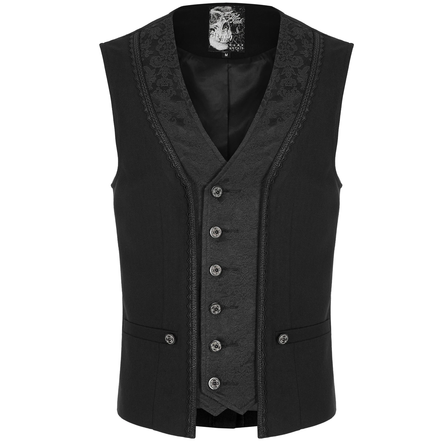 PUNK RAVE Gilet 'Gothic Patchwork' Noir 8 PUNK RAVE Gilet 'Gothic Patchwork' Noir – Image 6