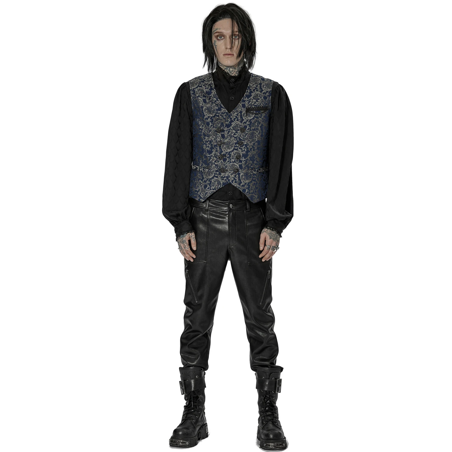 PUNK RAVE Gilet 'Lycidas' En Jacquard Bleu 7 PUNK RAVE Gilet 'Lycidas' En Jacquard Bleu – Image 5