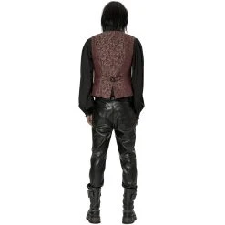 PUNK RAVE Gilet 'Lycidas' En Jacquard Rouge -ALCHEMY GOTHIC shop gilet lycidas en jacquard rouge 4
