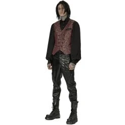 PUNK RAVE Gilet 'Lycidas' En Jacquard Rouge -ALCHEMY GOTHIC shop gilet lycidas en jacquard rouge 5